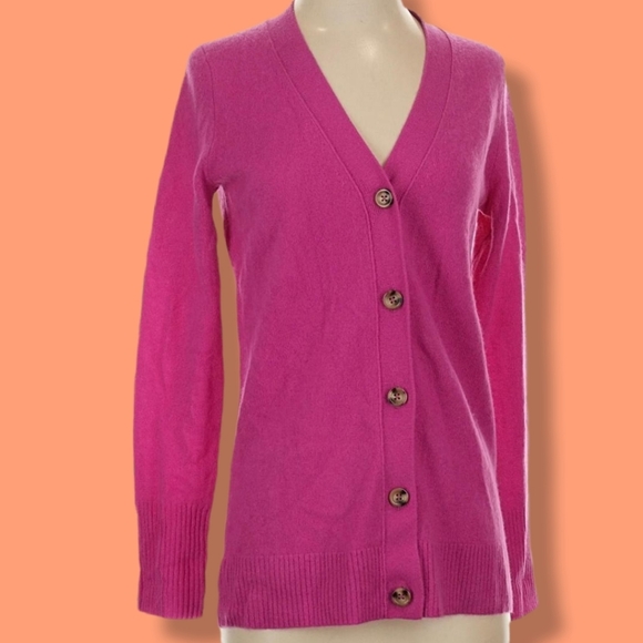 100% Cashmere 2 Ply Cardigan in Pink | C by BLOOMINGDALE’S Women's Size Small - Picture 2 of 8